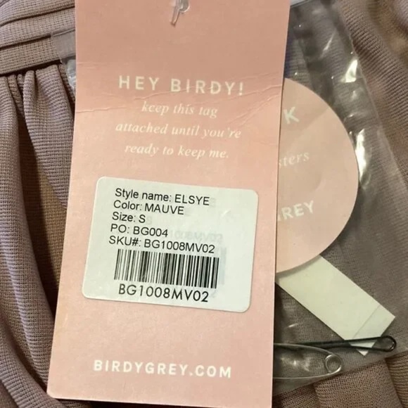 Birdy Grey Elsye Bridesmaid Dress in Mauve Mesh Cutouts Maxi Gown Size Small NWT - Picture 9 of 16